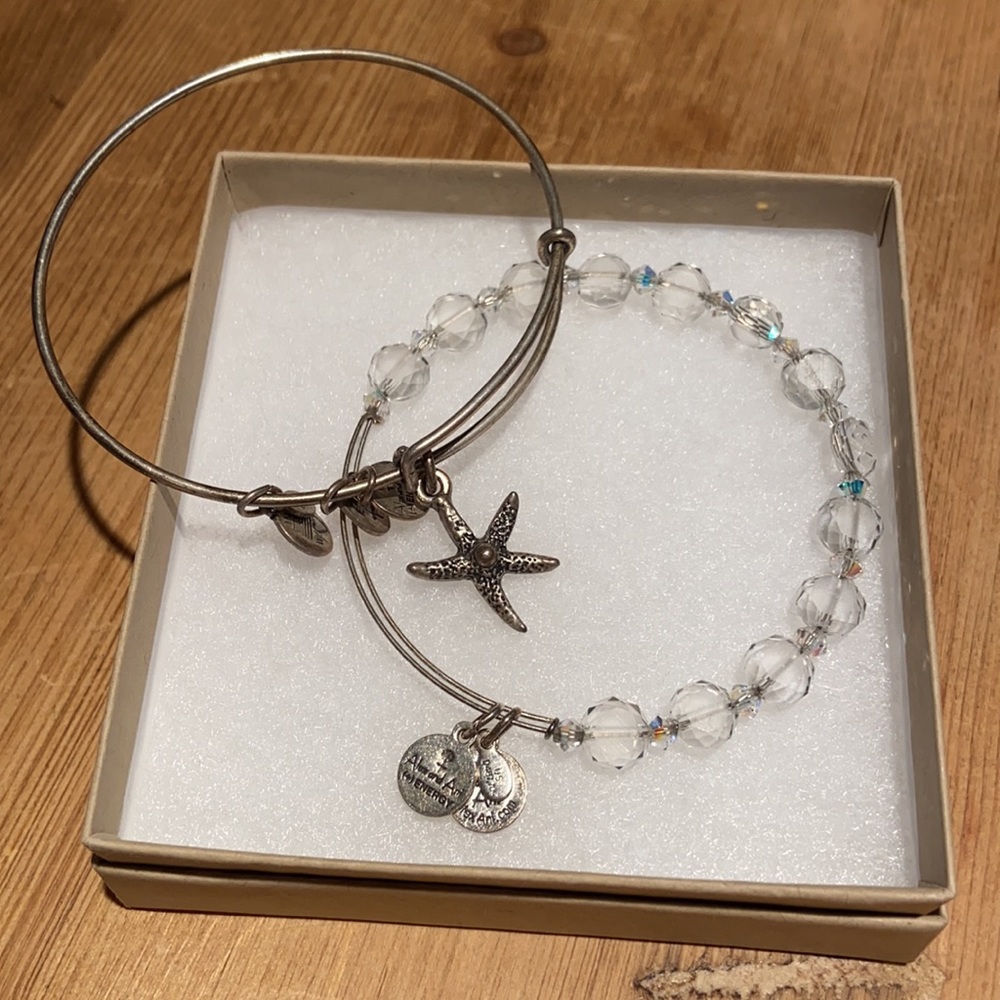 Two Alex & Ani silver Bangle bracelet Bracelets Energy Crystal and Starfish